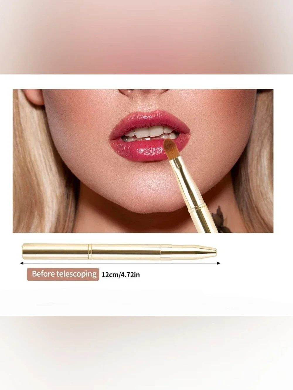 Gold Retractable Dual Sided Lip Brush- Pointed & Rounded Tips BNIB